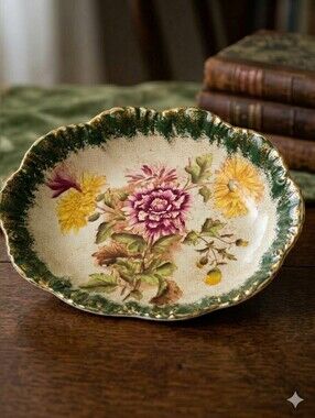 Barkers Kent BK Chrysanthemum Antique Serving Platter Victorian England Floral